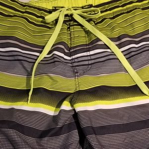 Ocean Pacific OP Swim Trunks, Size 40-42, grey, yellow and black